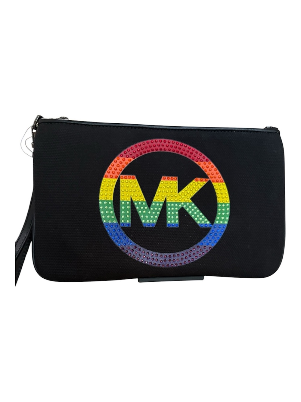 Michael Kors Black Wristlet with Rainbow Studded Logo
